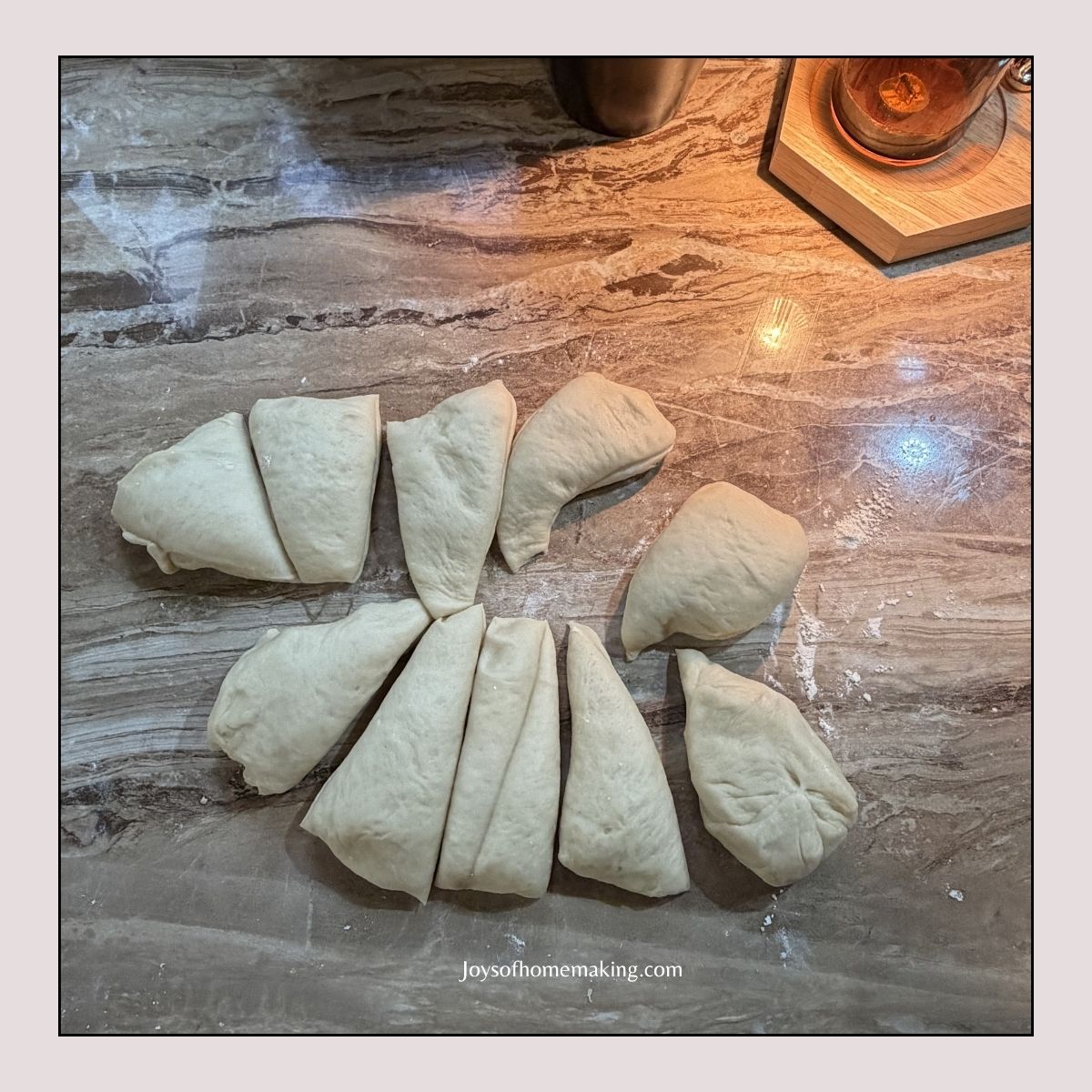 Dough cut into 10 pieces