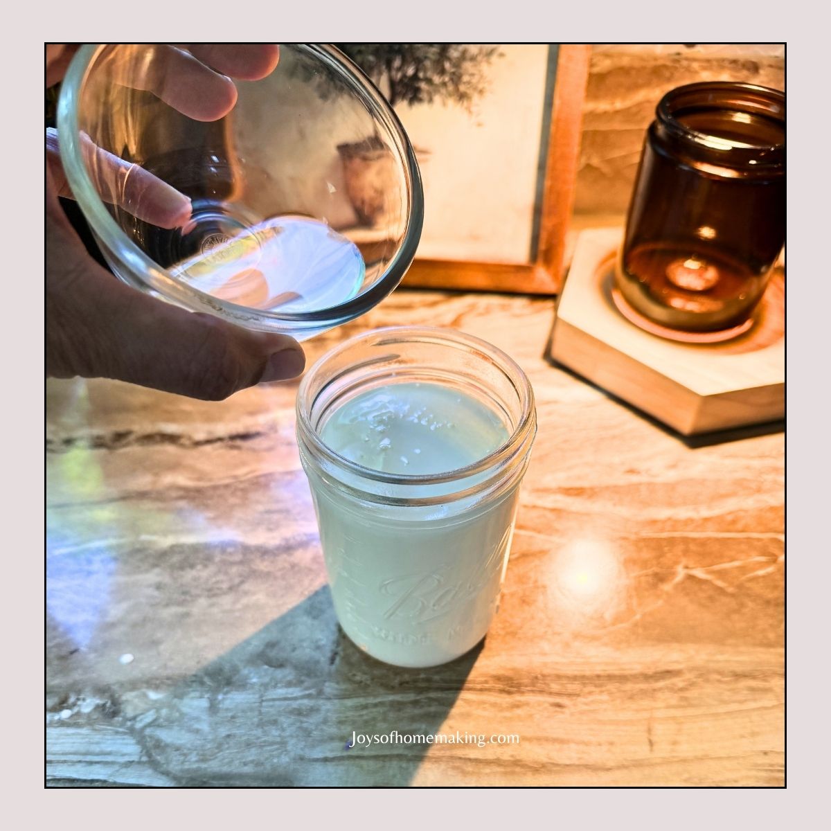 Adding 2 tablespoons vinegar into a cup of heavy whipping cream to make sour cream.