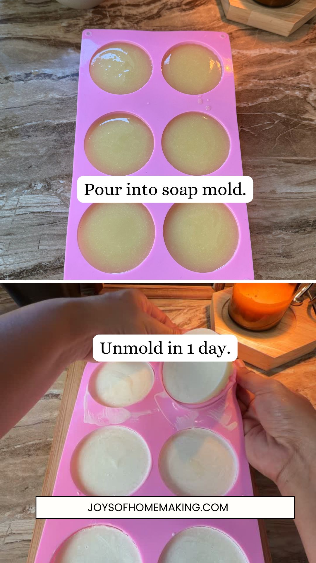 Step 7: Pour into mold. Unmold in 1 day.