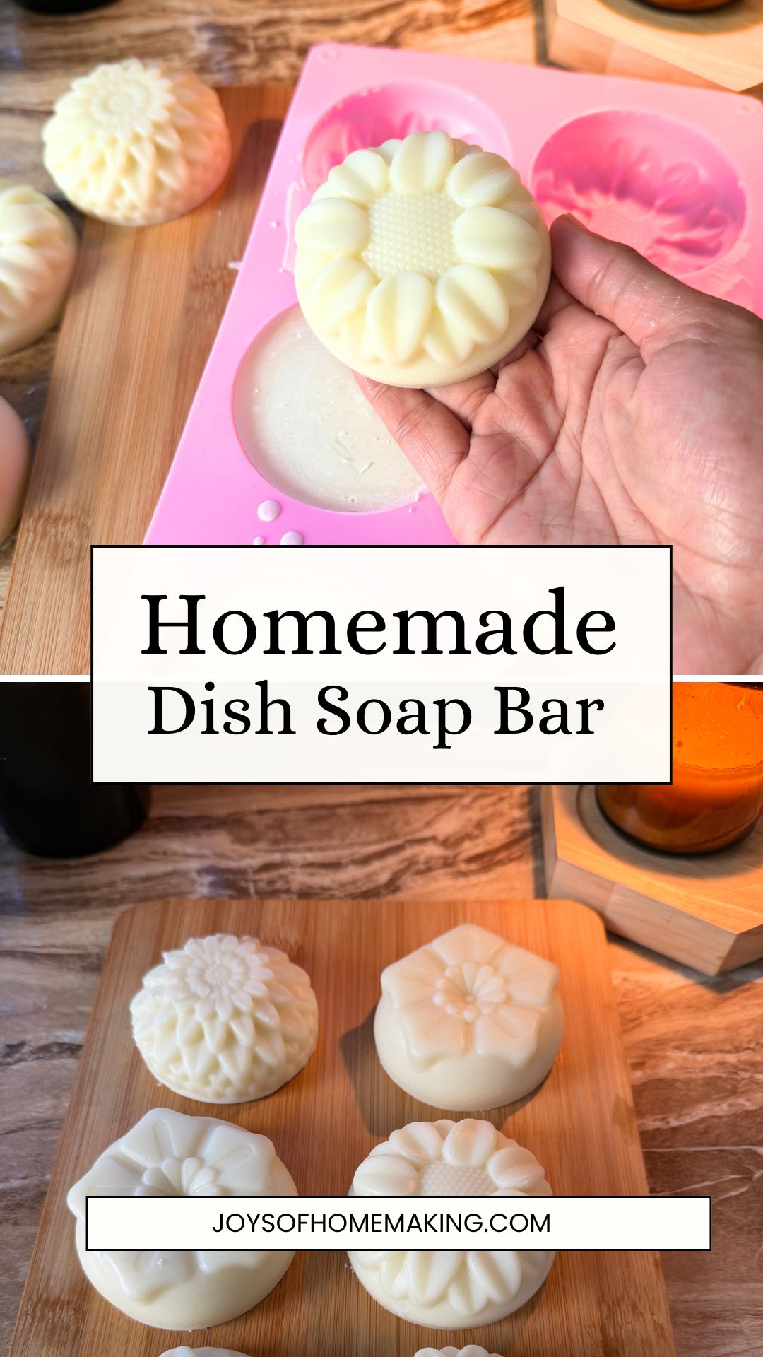 Picture of finished dish soap bar.