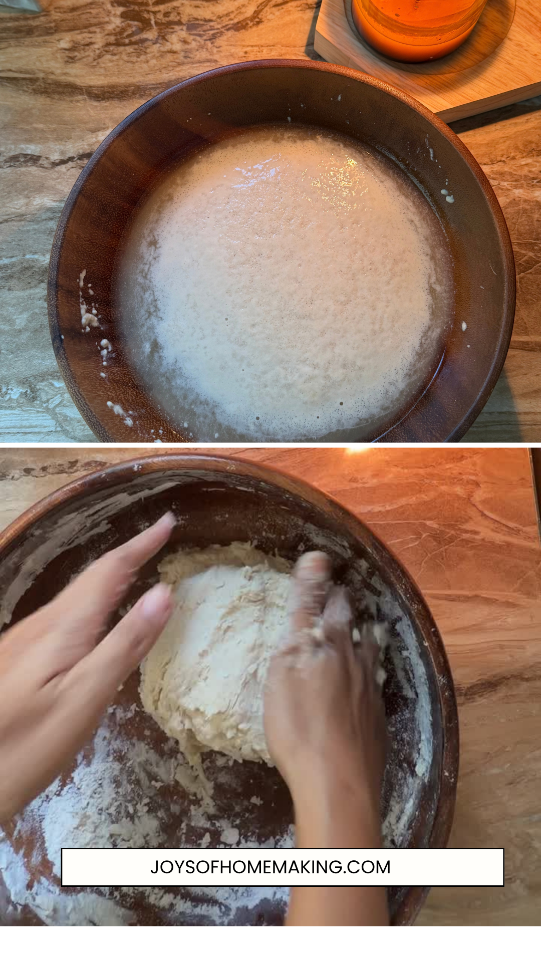 Step 1 : Activate the yeast.
Step 2: Make the dough.