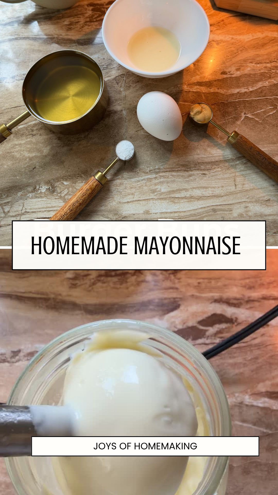 homemade mayonnaise ingredients and after blending